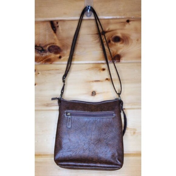 Stone Mountain Crossbody Brown Purse Removable Strap 5 Zip Slip Pockets - Picture 3 of 15